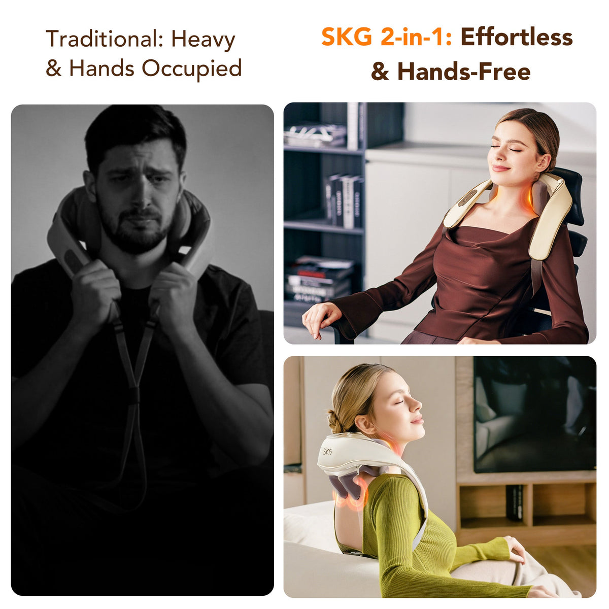 SKG H5 Mini Cordless Shiatsu Neck and Shoulder Massager with Heat