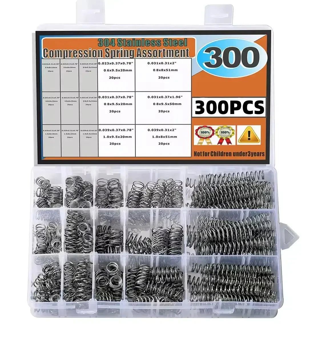 300pcs Stainless Steel Compression Spring Kit Assortment FS011296