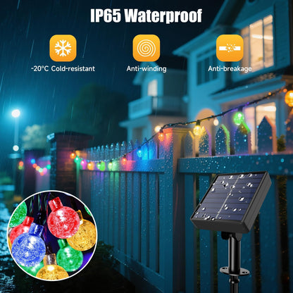 35 FT Solar Globe String Lights – 60 LED Outdoor Waterproof Patio & Garden Lights (Warm White / Bright White / RGB)