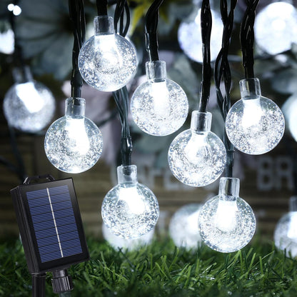 35 FT Solar Globe String Lights – 60 LED Outdoor Waterproof Patio & Garden Lights (Warm White / Bright White / RGB)