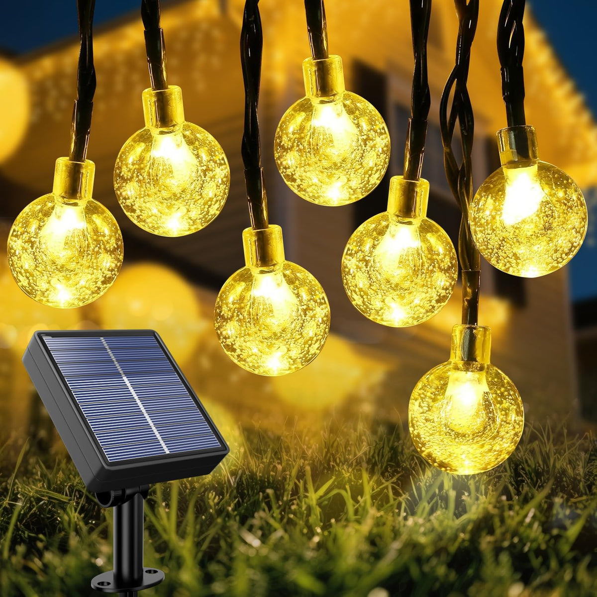 35 FT Solar Globe String Lights – 60 LED Outdoor Waterproof Patio & Garden Lights (Warm White / Bright White / RGB)
