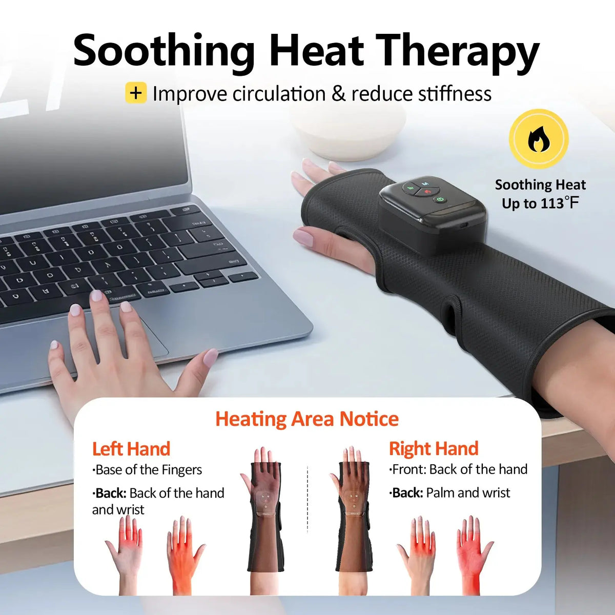 Portable Air Compression Wrist Massager with Heat
