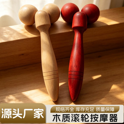 Cross-Border New Model Roller Massager Portable Wooden Facial Massager Double-Head Massager Home Relaxation Tool Wholesale - image 1
