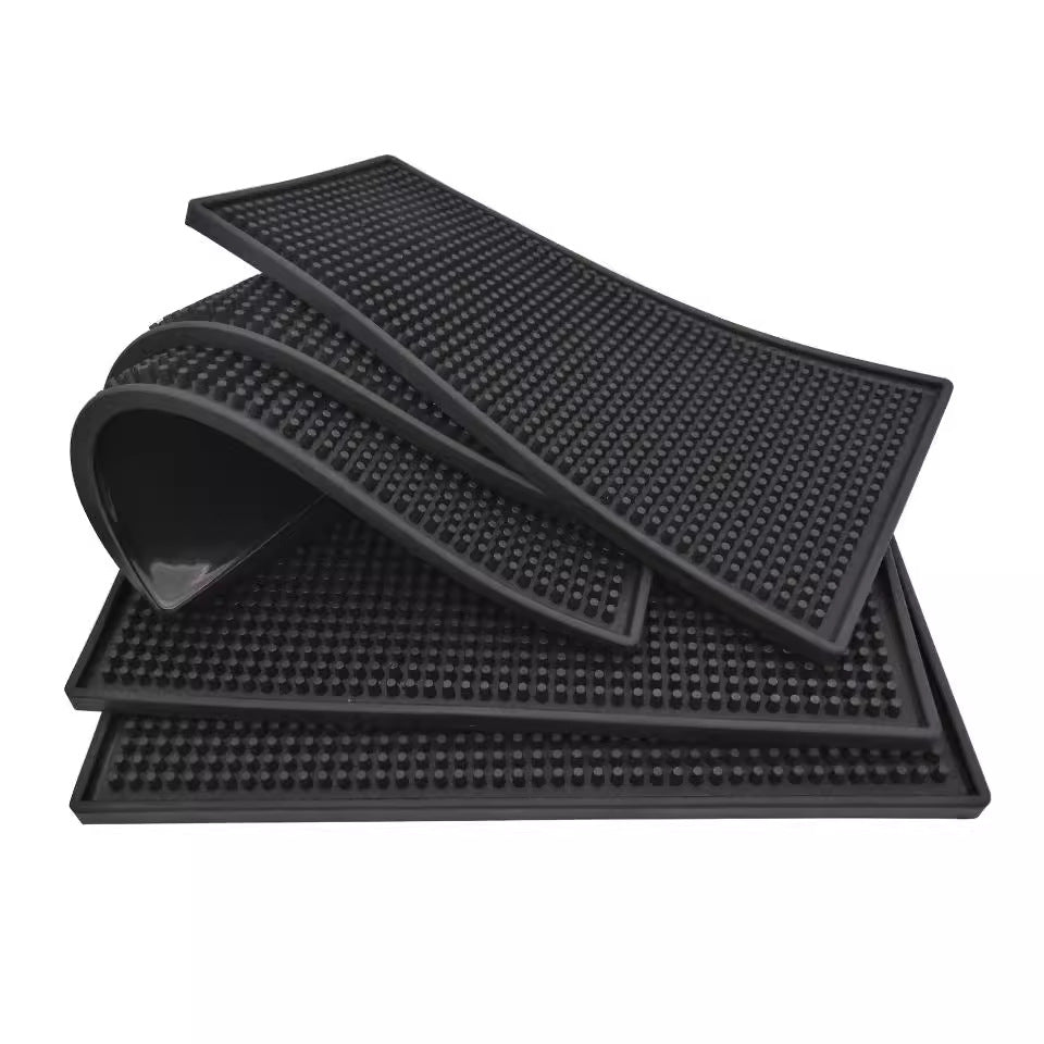 Black Water Insulating Mat Bar Mat Rubber Mat Non-Slip Heat Insulation Tea Set Drain Bar Mat Coaster - image 2