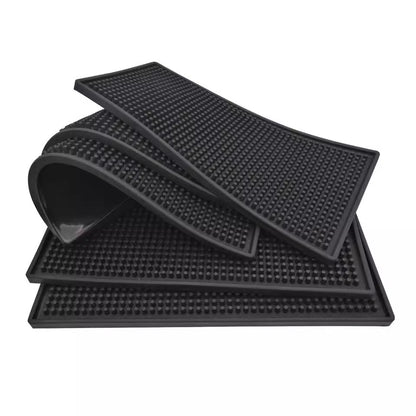 Black Water Insulating Mat Bar Mat Rubber Mat Non-Slip Heat Insulation Tea Set Drain Bar Mat Coaster - image 2