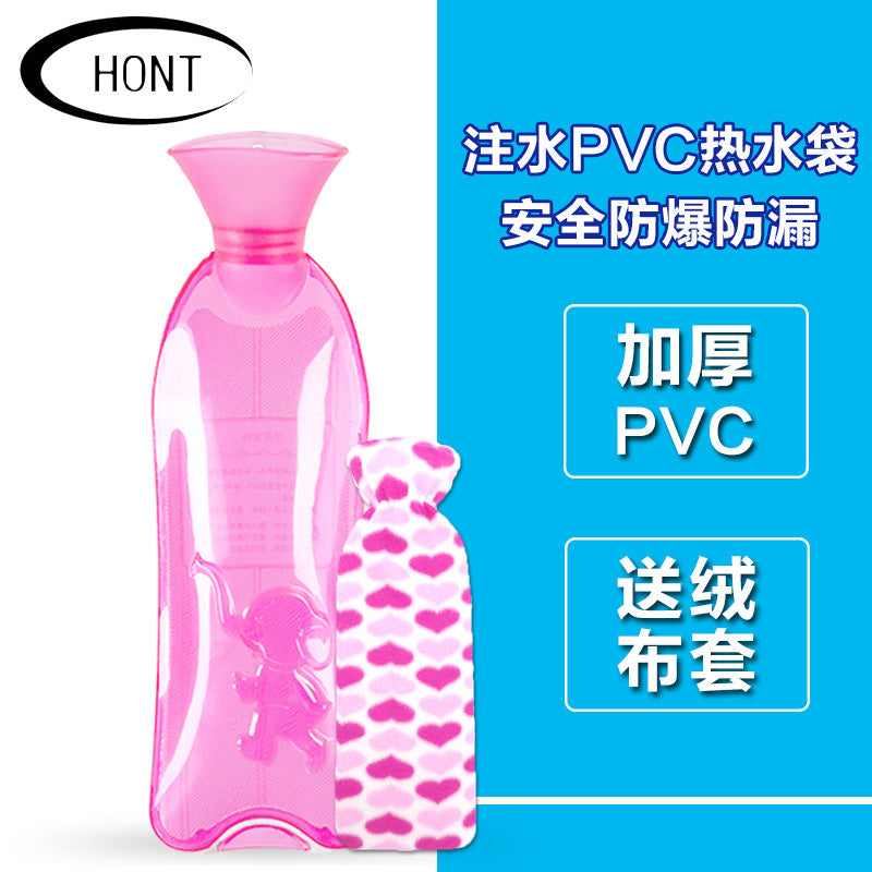 HONT Hongte Thickened PVC Water Injection Hot Water Bag Long Cute Water Filling Warm Water Bag Explosion-proof Hand Warmer Waist Warmer - image 2