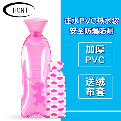 HONT Hongte Thickened PVC Water Injection Hot Water Bag Long Cute Water Filling Warm Water Bag Explosion-proof Hand Warmer Waist Warmer - image 2