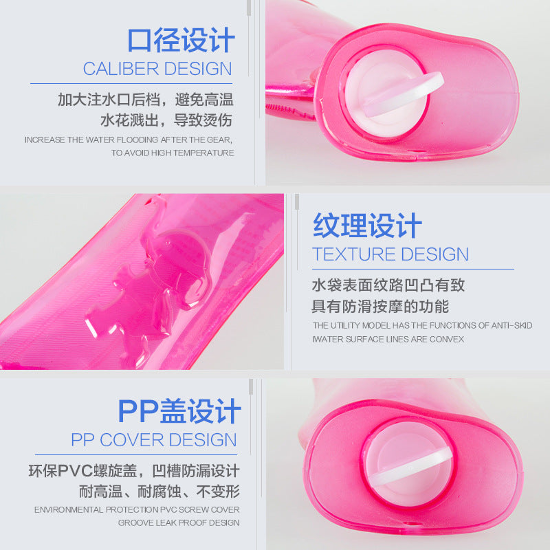 HONT Hongte Thickened PVC Water Injection Hot Water Bag Long Cute Water Filling Warm Water Bag Explosion-proof Hand Warmer Waist Warmer - image 3