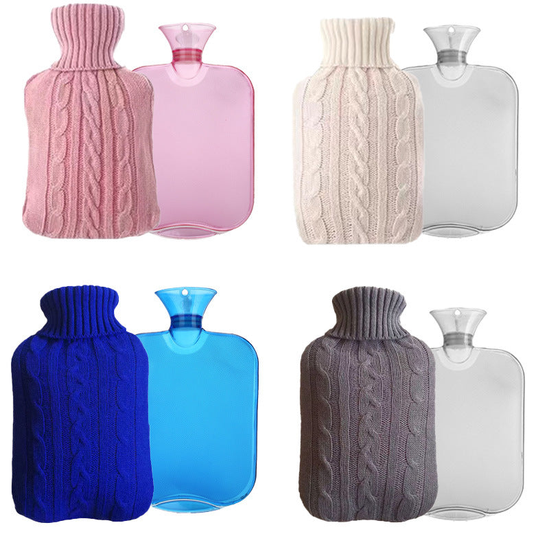 Factory direct 2000ml classic PVC water injection hot water bag explosion-proof thickened transparent warm water bag hand warmer - image 1