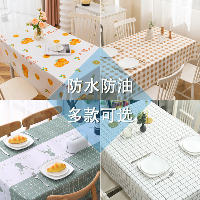Nordic Style High-Temperature Resistant Tablecloth, Waterproof and Oil-Proof, Washable, High-End Peva Plaid Dining Table Mat, Heat-Resistant - image 1