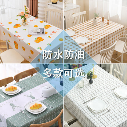 Nordic Style High-Temperature Resistant Tablecloth, Waterproof and Oil-Proof, Washable, High-End Peva Plaid Dining Table Mat, Heat-Resistant - image 1