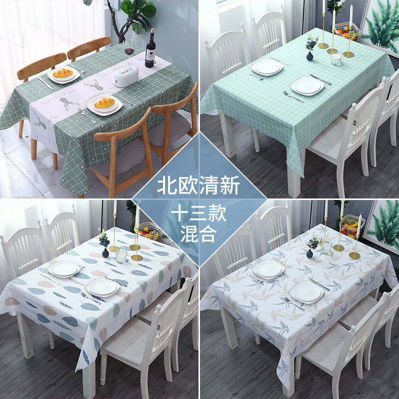 Nordic Style High-Temperature Resistant Tablecloth, Waterproof and Oil-Proof, Washable, High-End Peva Plaid Dining Table Mat, Heat-Resistant - image 2