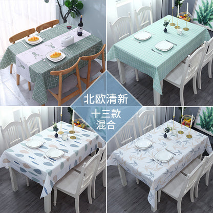 Nordic Style High-Temperature Resistant Tablecloth, Waterproof and Oil-Proof, Washable, High-End Peva Plaid Dining Table Mat, Heat-Resistant - image 2
