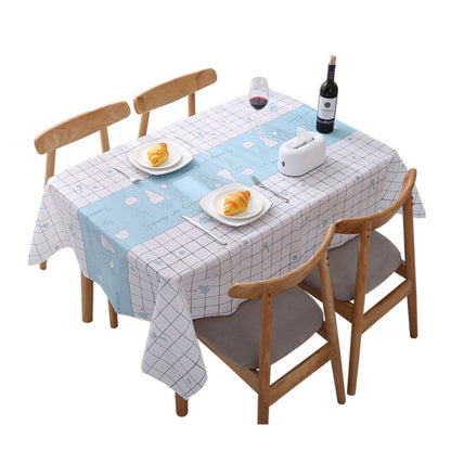 Nordic Style High-Temperature Resistant Tablecloth, Waterproof and Oil-Proof, Washable, High-End Peva Plaid Dining Table Mat, Heat-Resistant - image 5