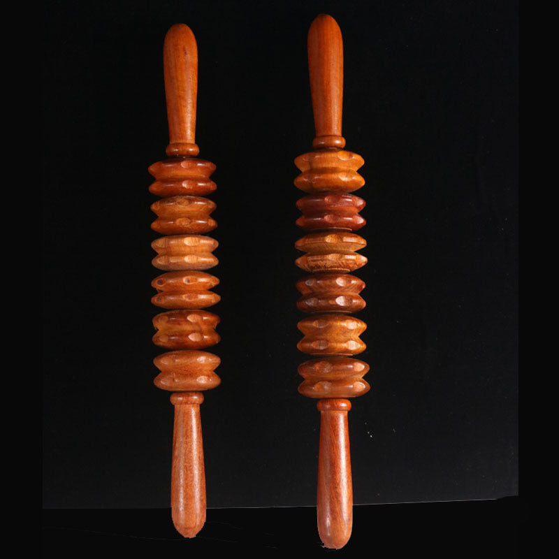 Wholesale Manual Massage Fitness Roller Wooden Chicken Wing Wood Straight Roller Massager Health Care Meridian Shoulder and Neck Roller Type - image 2