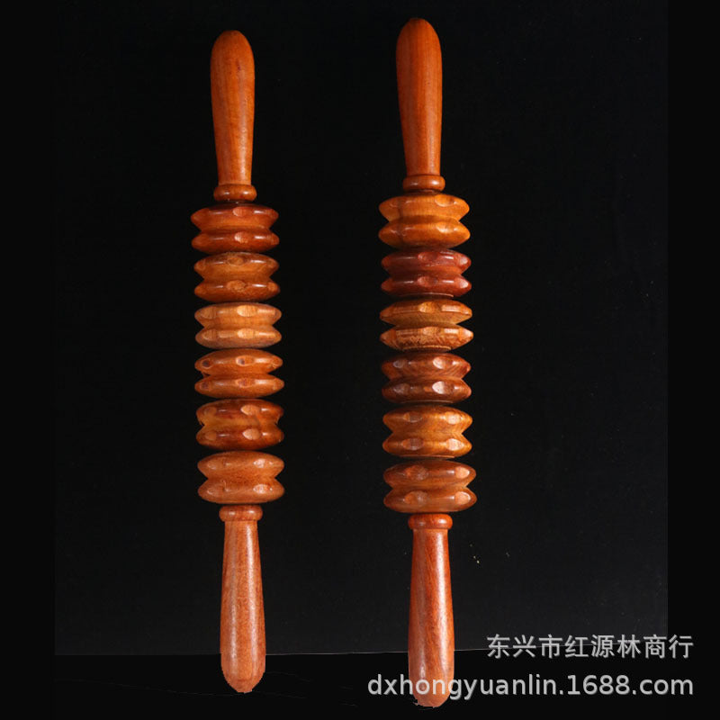 Wholesale Manual Massage Fitness Roller Wooden Chicken Wing Wood Straight Roller Massager Health Care Meridian Shoulder and Neck Roller Type - image 3