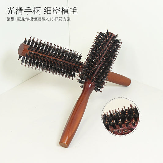 Household Styling Curling Brush Air Bangs Roller Brush Natural Boar Bristle Curling Brush Hairdressing Brush Head Massage Brush - image 1