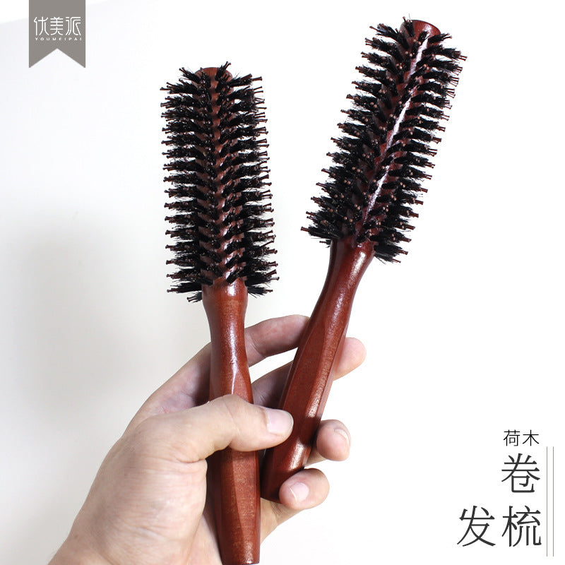 Household Styling Curling Brush Air Bangs Roller Brush Natural Boar Bristle Curling Brush Hairdressing Brush Head Massage Brush - image 3