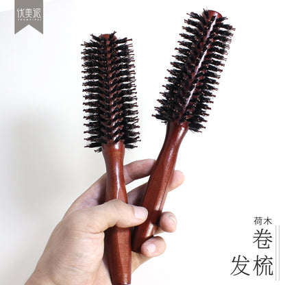 Household Styling Curling Brush Air Bangs Roller Brush Natural Boar Bristle Curling Brush Hairdressing Brush Head Massage Brush - image 3