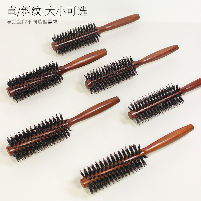 Household Styling Curling Brush Air Bangs Roller Brush Natural Boar Bristle Curling Brush Hairdressing Brush Head Massage Brush - image 4
