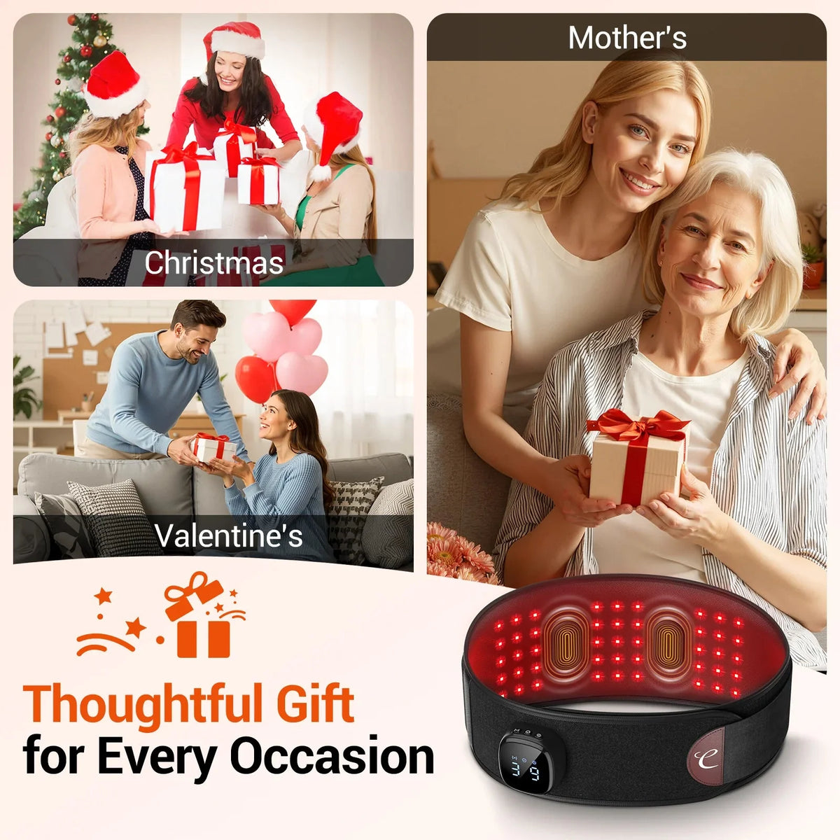 Red Light Therapy Massage Belt with Vibration 660nm & 850nm