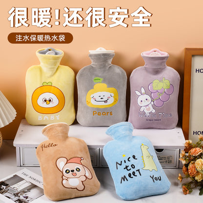 Hot Water Bottle Filled with Water, Old-Fashioned Thickened Hot Compress Plush Warm Hand Warmer, Cute Belly Warmer, Explosion-Proof Hot Water Bottle Wholesale - image 2