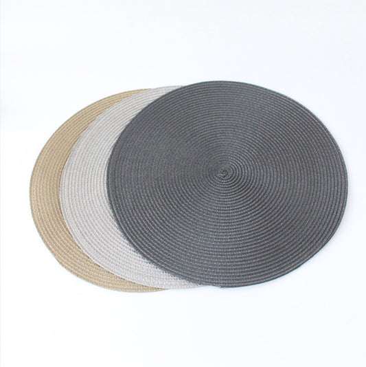 Pp environmental protection hand-woven placemat European and American popular heat insulation mat decorative mat solid color explosion multi-color optional table mat. - image 1