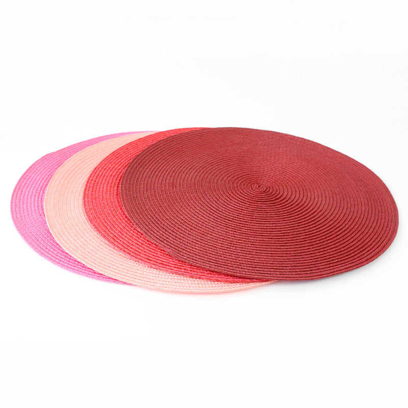 Pp environmental protection hand-woven placemat European and American popular heat insulation mat decorative mat solid color explosion multi-color optional table mat. - image 3