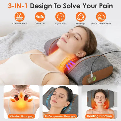 3-in-1 Neck Massager Pillow Ergonomic Massager With Heating Vibration Air…
