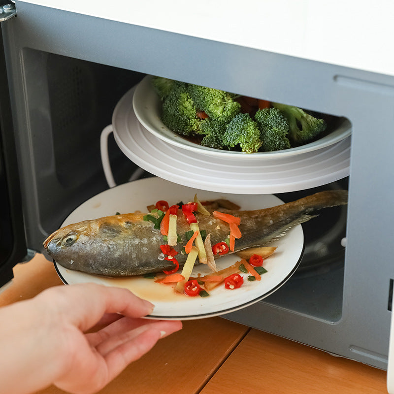 Multi-function microwave oven heating layered steaming rack tray rack double-layer insulation plate storage rack pot mat in stock wholesale - image 3