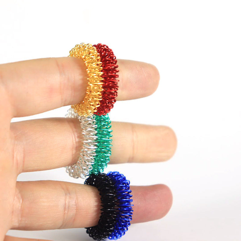 Mini Spring Decompression Finger Massage Ring Finger Massager Mini Spring Decompression Ring Massage Ring - image 1