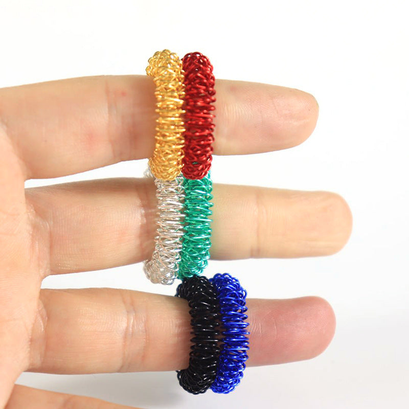 Mini Spring Decompression Finger Massage Ring Finger Massager Mini Spring Decompression Ring Massage Ring - image 3