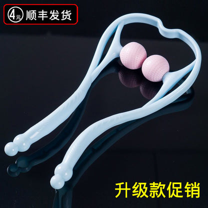 Manual cervical vertebra massage clip handheld clip neck shoulder cervical vertebra massager roller kneading neck office neck clip - image 1