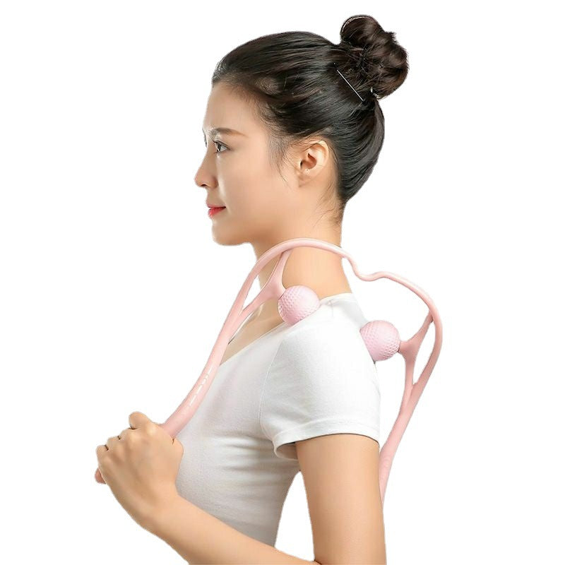 Manual cervical vertebra massage clip handheld clip neck shoulder cervical vertebra massager roller kneading neck office neck clip - image 5