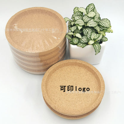 Concave Cork Coaster, Yawen Cup Holder with Printed Logo, Round Coaster, Heat-Insulating Cup Holder, Mug Cork Coaster - image 2