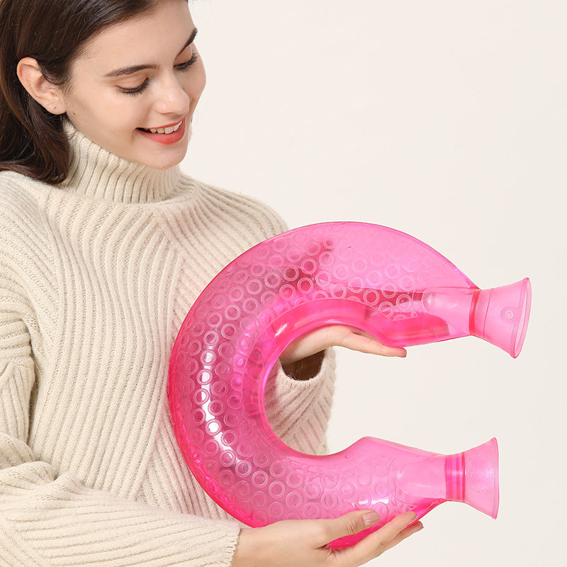 U-shaped transparent hot water bag water injection cervical hot compress neck neck protection warm water bag warm shoulder warm neck water flushing - image 4