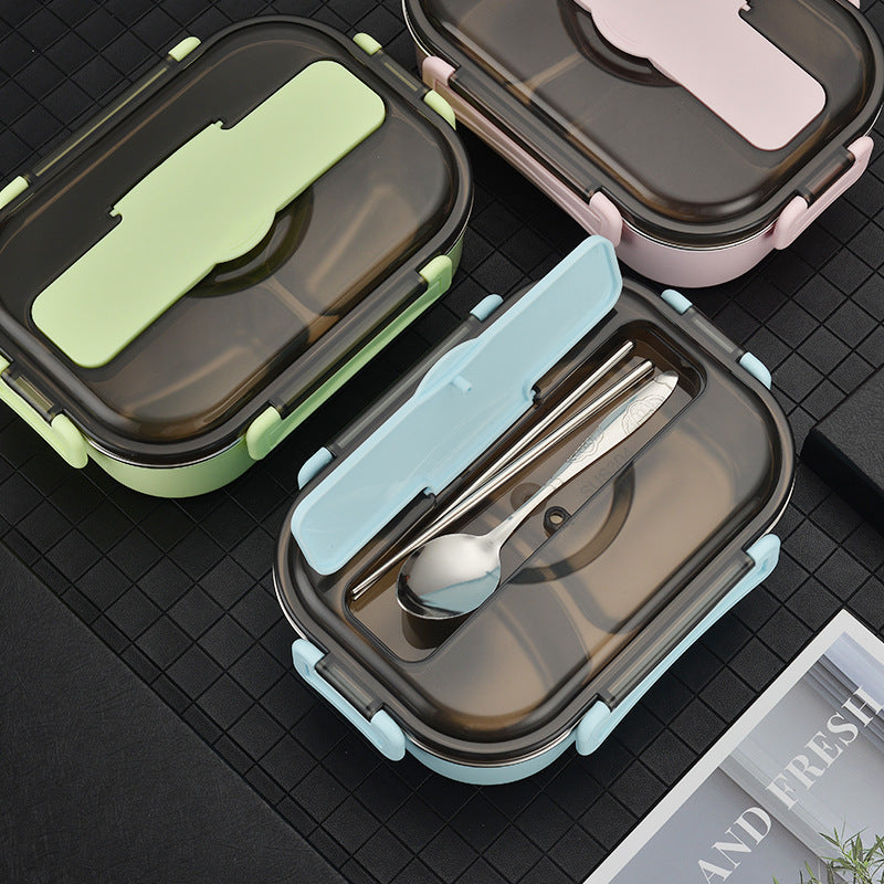Lunch box 304 stainless steel compartment lunch box thickened insulation heating fast food box student office worker passenger lunch box - image 1
