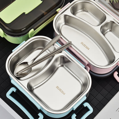 Lunch box 304 stainless steel compartment lunch box thickened insulation heating fast food box student office worker passenger lunch box - image 2