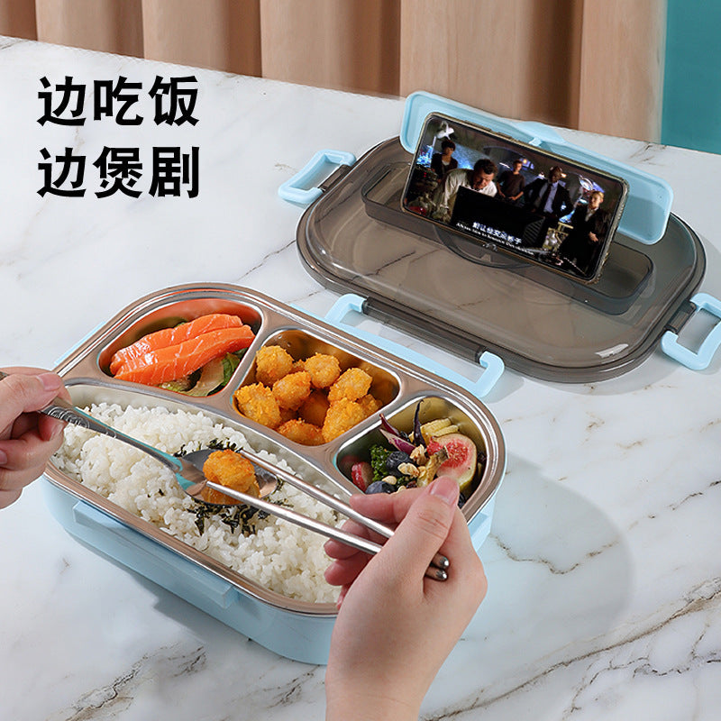 Lunch box 304 stainless steel compartment lunch box thickened insulation heating fast food box student office worker passenger lunch box - image 3