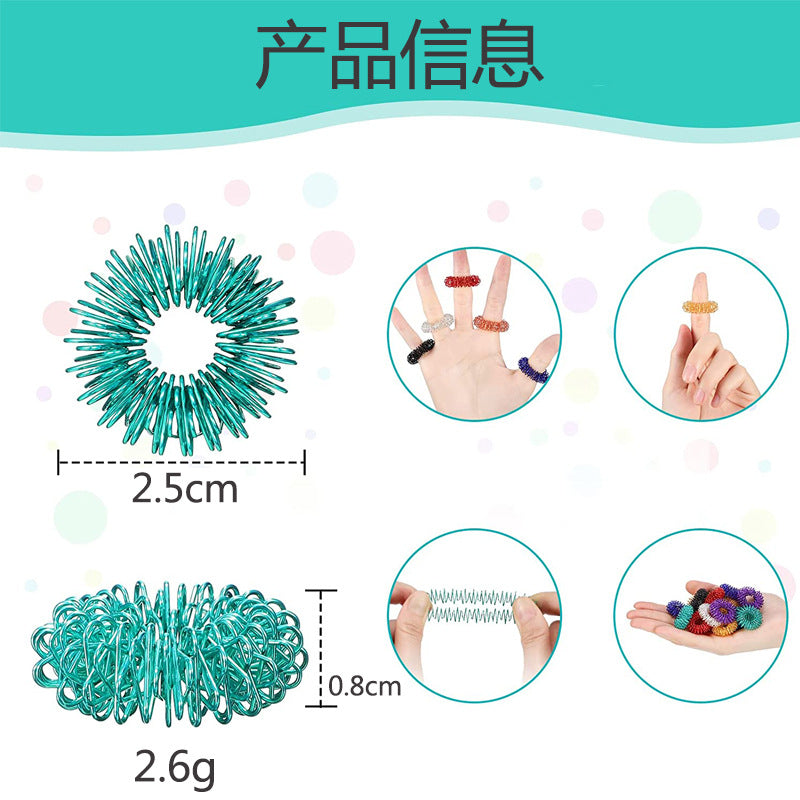 Mini Spring Decompression Finger Massage Ring Finger Massager Mini Spring Decompression Ring Massage Ring - image 2
