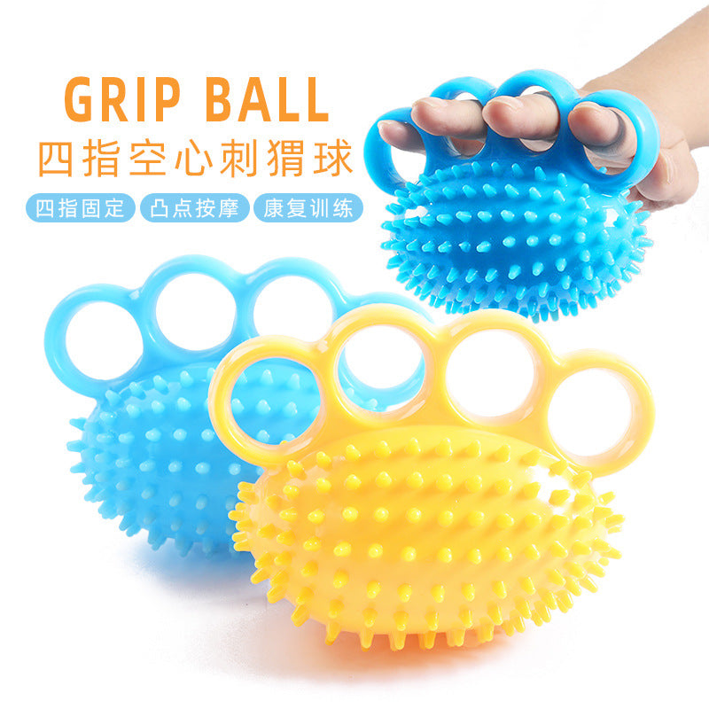 TPR four-finger hedgehog ball primary grip strength training soft ball elderly rehabilitation partial paralysis wind massage finger strength ball hand training - image 1