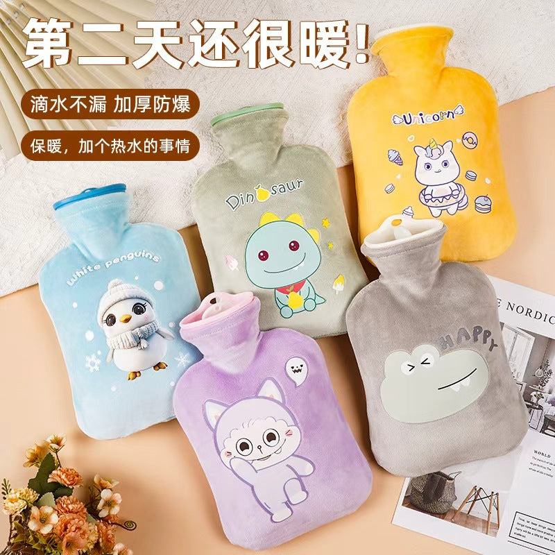 Shanluozhe Winter Hot Water Bottle, Cute and Large Cartoon Plush Warm Water Bag, a Magical Warm Hand Warmer - image 2