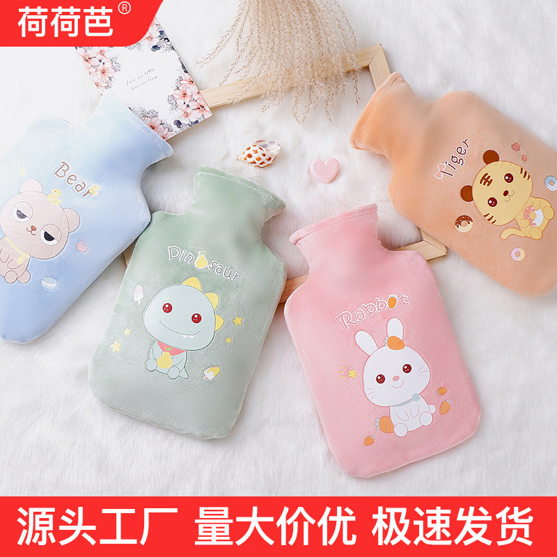 Jojoba Cartoon Water-Filled Hot Water Bottle with Plush Cover Pvc Warm Water Bag Creative Thickened Hand Warmer for Students - image 1