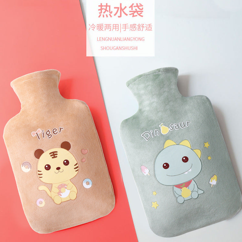 Jojoba Cartoon Water-Filled Hot Water Bottle with Plush Cover Pvc Warm Water Bag Creative Thickened Hand Warmer for Students - image 3