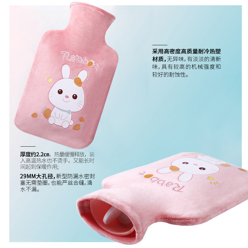 Jojoba Cartoon Water-Filled Hot Water Bottle with Plush Cover Pvc Warm Water Bag Creative Thickened Hand Warmer for Students - image 4