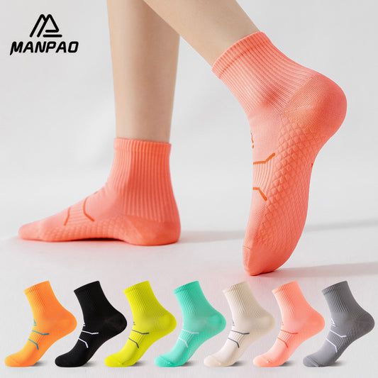 Socks Men's and Women's Spring and Summer Marathon Professional Running Fitness Four Seasons Stress Sports Socks Middle Tube Massage Bottom Riding Socks - image 1