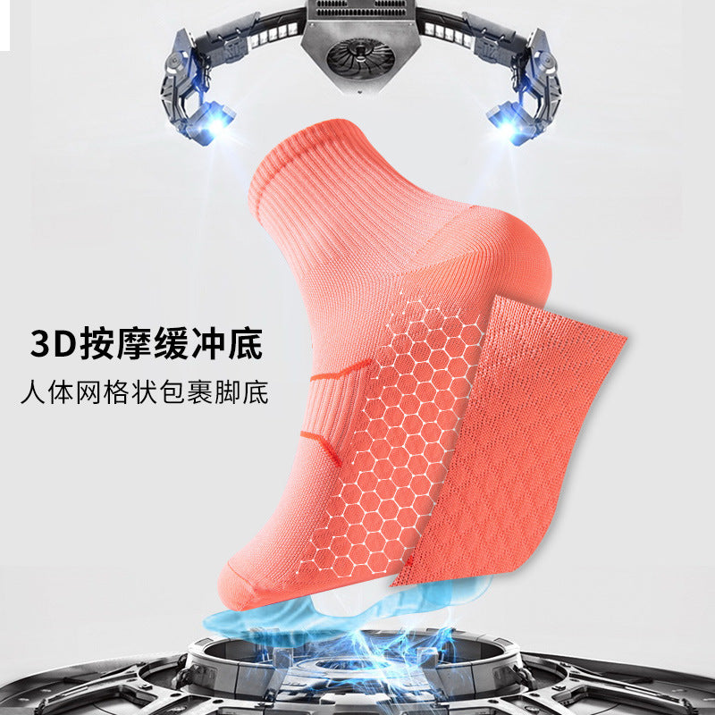 Socks Men's and Women's Spring and Summer Marathon Professional Running Fitness Four Seasons Stress Sports Socks Middle Tube Massage Bottom Riding Socks - image 3