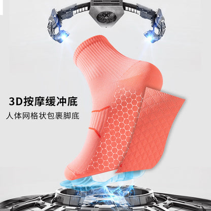 Socks Men's and Women's Spring and Summer Marathon Professional Running Fitness Four Seasons Stress Sports Socks Middle Tube Massage Bottom Riding Socks - image 3