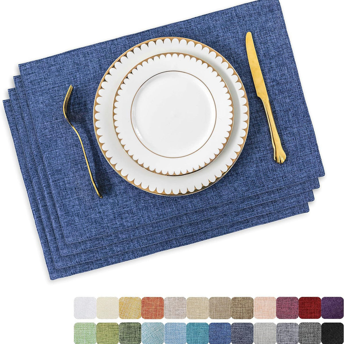 Linen Placemat Fine Linen Solid Color Fabric Dining Table Mat Washable Non-Slip Heat Insulation Home Mat Coaster Table Mat - image 1