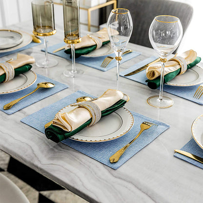 Linen Placemat Fine Linen Solid Color Fabric Dining Table Mat Washable Non-Slip Heat Insulation Home Mat Coaster Table Mat - image 4
